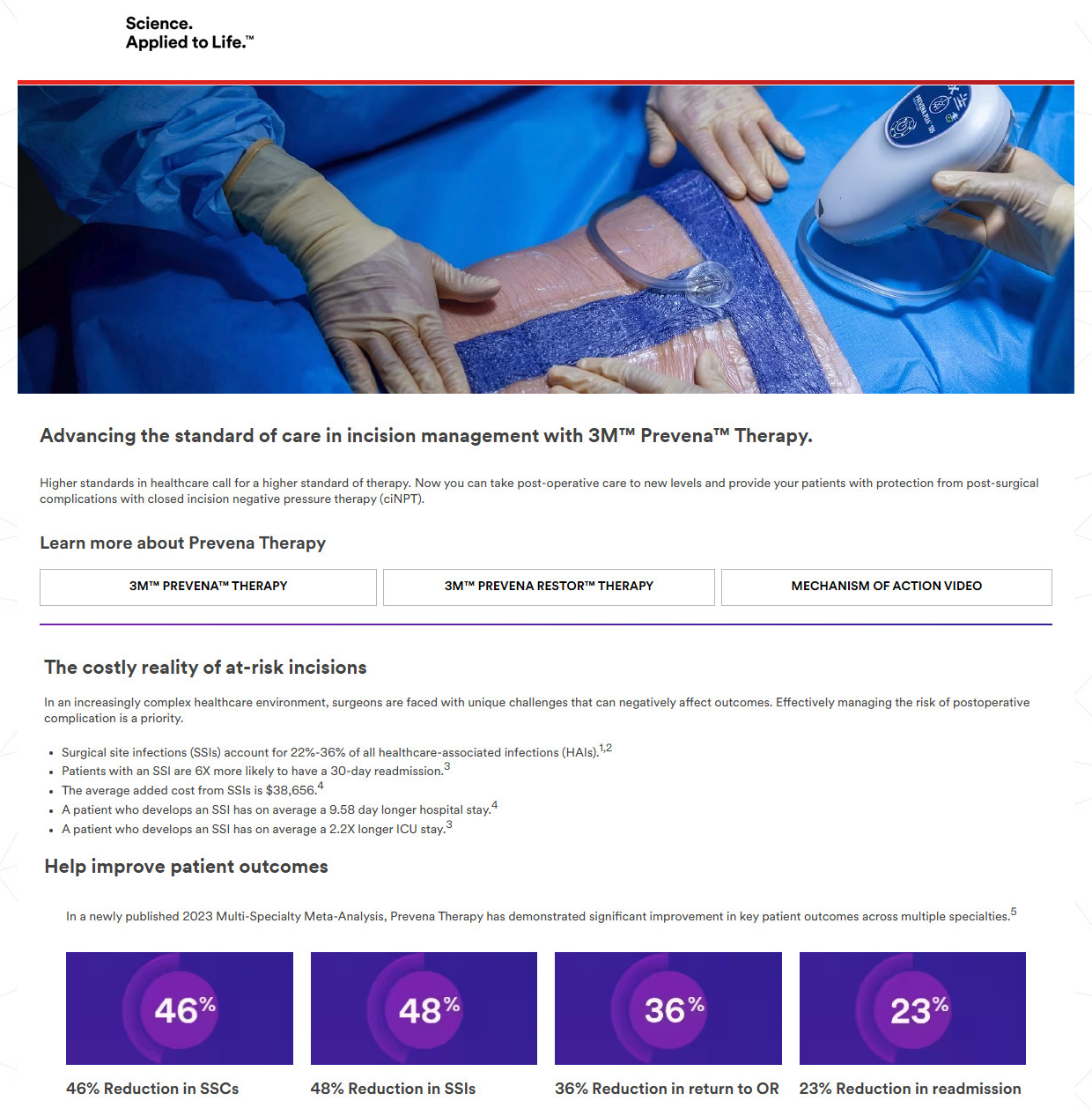 Screenshot of healthcare web page showing medical devices and information
